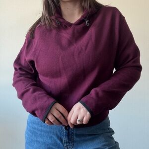PINK Victoria's Secret Maroon Crop Hoodie Sweater